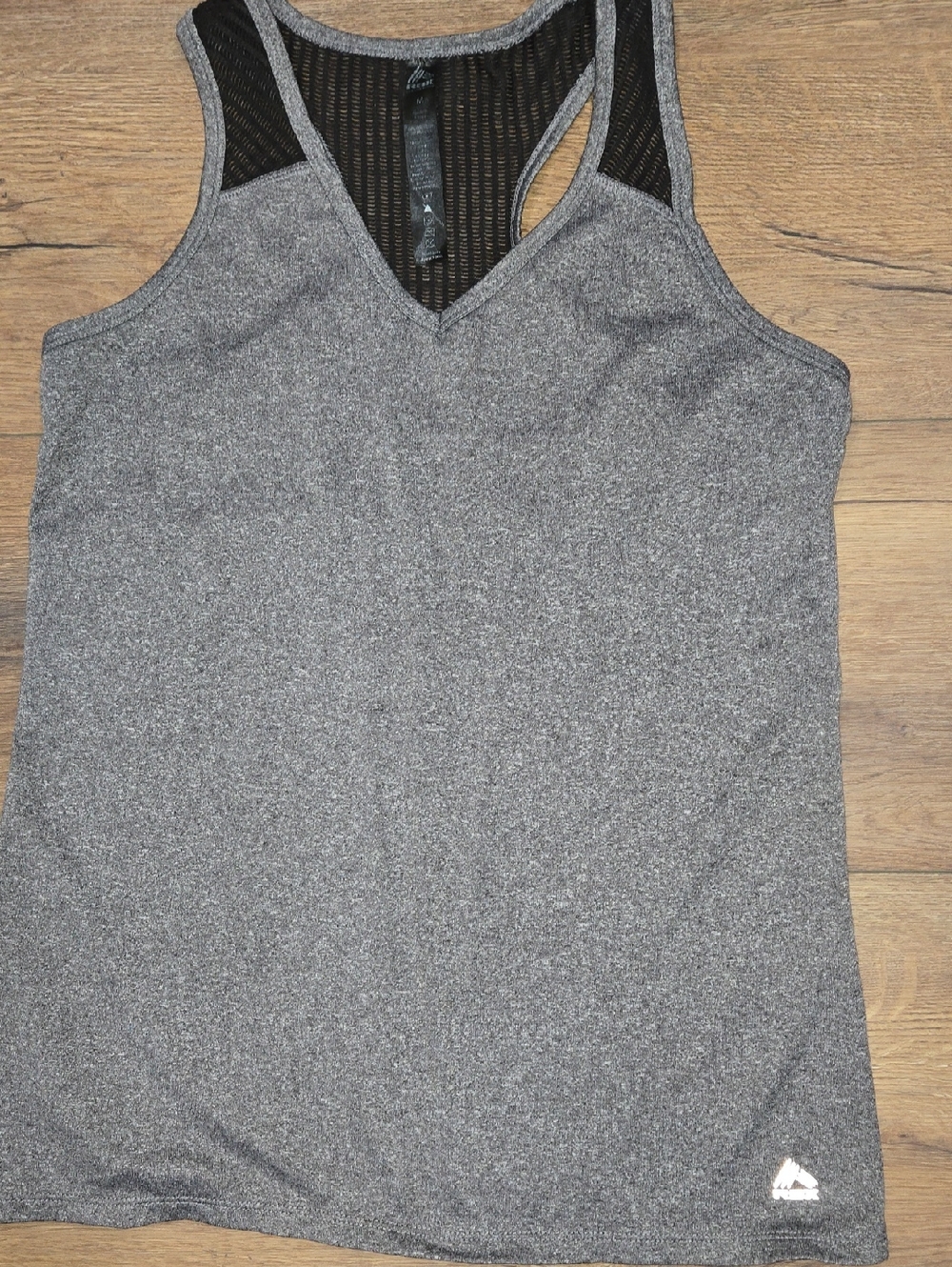 Reebok Gray Racerback Tank with Black Mesh
